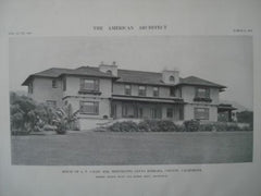 House of S. P. Calef, Esq., Santa Barbara Cty. Montecito, CA 1912, Lithograph. Myron Hunt & Elmer Grey.