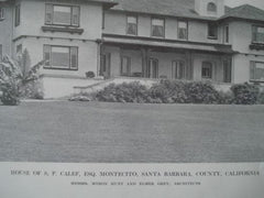 House of S. P. Calef, Esq., Santa Barbara Cty. Montecito, CA 1912, Lithograph. Myron Hunt & Elmer Grey.