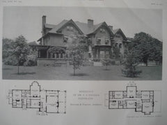 Residence of Mr. A. S. Ingalls, Cleveland, OH, 1911, Lithograph. Bohnard & Parsson.