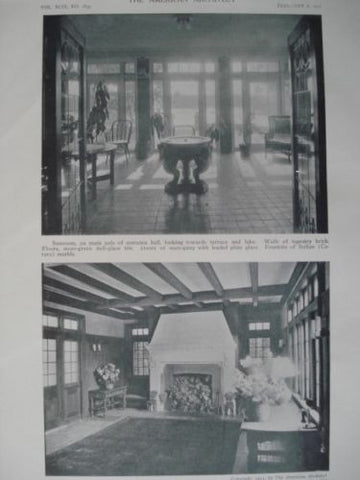 Residence of Charles L. Harding,Esq., Sunroom, Dedham, Mass. 1911, Lithograph. James Purdon.