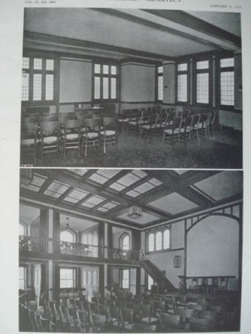 The First Methodist Episcopal Church, Interior, Evanston, IL 1912, Lithograph. Tallmadge & Watson.
