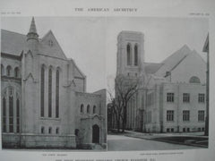 The First Methodist Episcopal Church, Exterior, Evanston, IL 1912, Lithograph. Tallmadge & Watson.