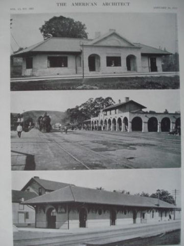 Concrete Railway Stations, Col., MS/Santa Barb. CA/Marathon, NY 1912, Lithograph.