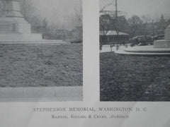 Stephenson Memorial, Washington D.C. 1911, Lithograph. Rankin Kellog and Craig.