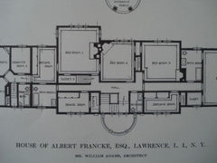 House of Albert Francke, Esq., Lawrence, L.I., NY 1912, Lithograph. William Adams.