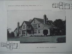 House of J. Edward Meyer, Esq., Great Neck, L.I., NY 1912, Lithograph. William Adams.