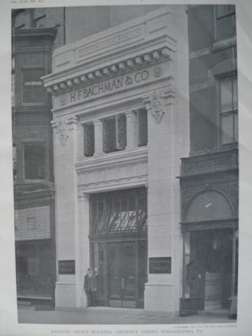 Banking Office Bldg., Chestnut Street, Philadelphia, PA 1911, Lithograph. Rankin Kellogg and Crane.