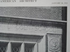 Abraham Lincoln School, Doorway Detail, Boston, Mass. 1912, Lithograph. A.W. Longfellow.