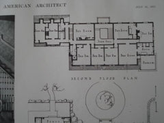 Entrance, House at Dark Harbor ME, 1915. Bissell, Sinkler & Tilden. Lithograph