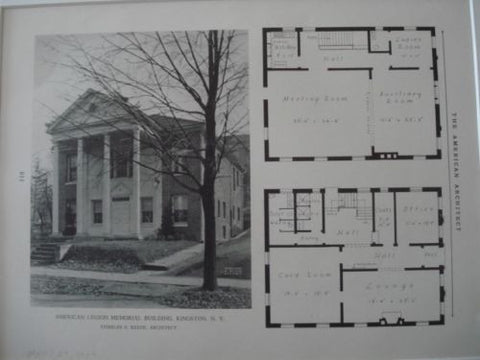 American Legion Memorial Building in Kingston NY, 1927. Charles S. Keefe
