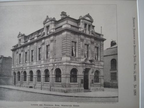 London and Provincial Bank in Newington Green, England, 1900. Alfred B, Hutchings