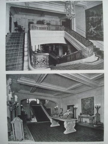 House of R.A. Long, Esq., Entrance Hall, Kansas City, MO 1912, Lithograph. Howe & Hoit.
