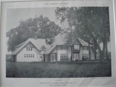 House of F.G. Schmidt, ESQ., Kingston, N.Y., 1911, Lithograph. Albro & Lindeberg.