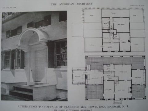 Cottage of Clarence McK, Lewis, Esq. in Mahwahm NJ, 1913. James W. O'Connor