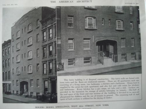 Rogers Model Dwellings, New York NY, 1913. Grosvenor Atterbury. Lithograph