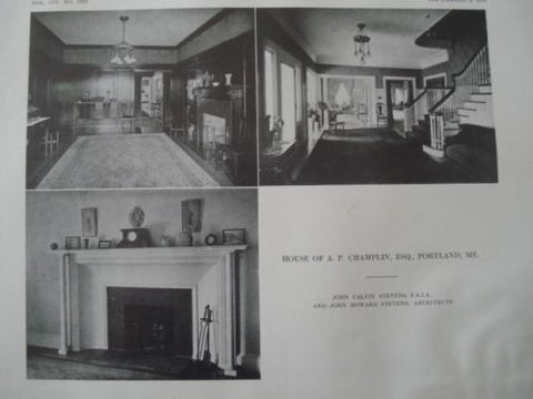 House of A. P. Champlin, Esq., Interior, in Portland ME, 1913. John C. Stevens & John H. Stevens