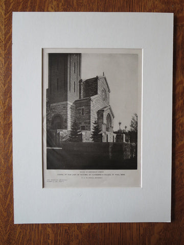 Chapel, St. Catherine's College, St. Paul, MN, H.A. Sullwold, 1924, Lithograph