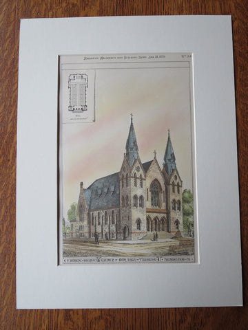 Church of Our Lady of Visitation, Philadelphia, 1879, Original Plan. E.F. Durang