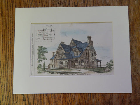 House, B F Carver, Larchmont on the Sound, NY, 1880, Original Plan