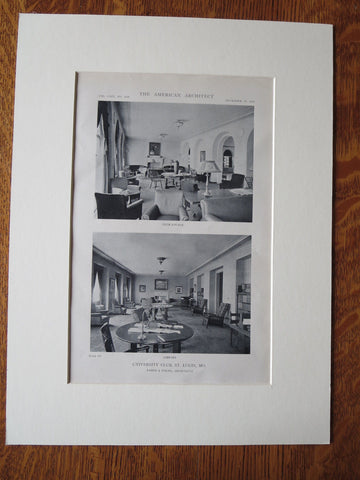 University Club, Interior, St. Louis, MO, Eames & Young, 1918, Lithograph