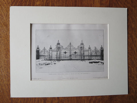 Gateway, Castle Gould, Gould Estate, Fort Washington, LI, NY, 1905, Lithograph
