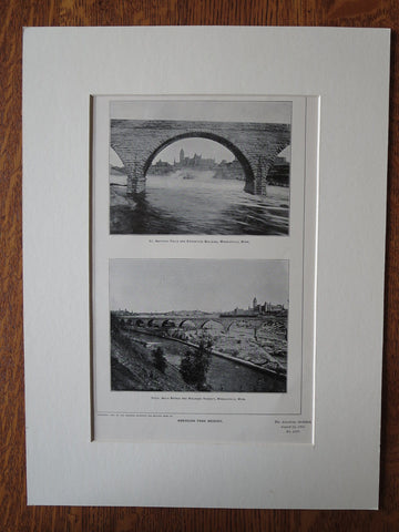 Steel Arch Bridge, Exposition Building, Minneapolis, MN, 1901, Lithograph