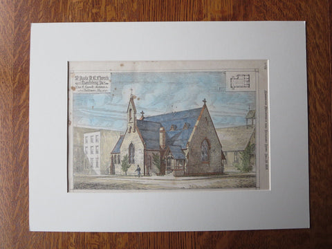 St. Paul's P.E. Church, Harrisburg, PA, 1878, Original Plan. Chas. E. Cassell