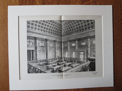 Bowery Savings Bank, Counting Room, NY, McKim, Mead & White, 1901, lithograph