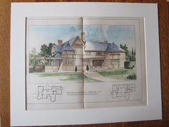Donald Dolan House, New York, 1903, E.G.W. Dietrich, Original Plan Hand Colored