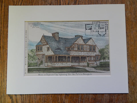 William Sturgis House, Cheyenne City, WY, 1884, Rainsford & Bates, Original Plan