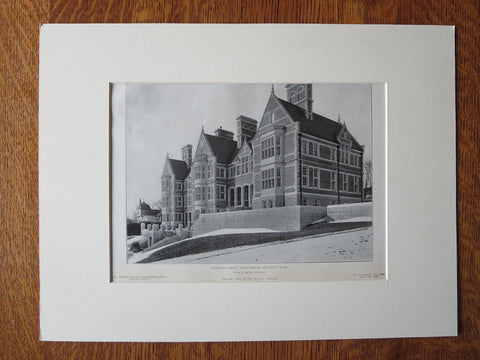 High School, Entrance, Methuen, MA, Henry Vaughan, Archt., 1905, Lithograph