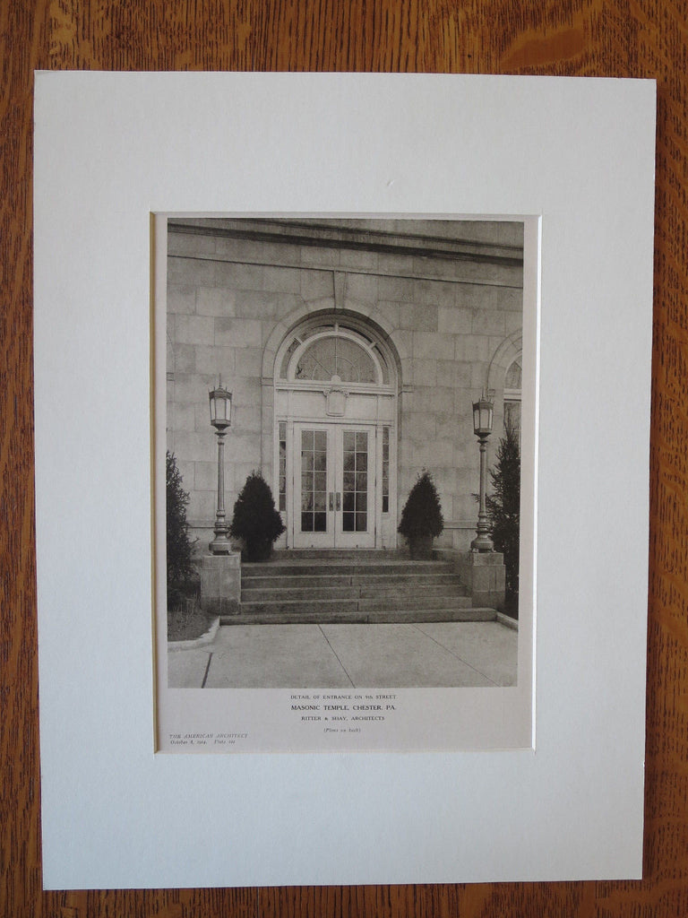 Masonic Temple, Chester, PA, Ritter & Shay, Arch., 1924, Lithograph