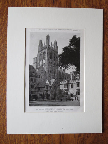 Memorial Quadrangle, Wrexham, Yale, New Haven, CT, J G Rogers, 1921, Lithograph
