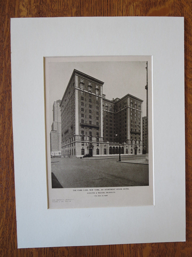 Park Lane Apartment Hotel, NY, Schultze & Weaver, 1924, Lithograph