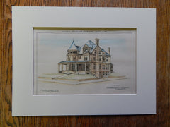 Residence, C.C. Rinehart, Pittsburgh, PA, 1890, Original Plan, Hand Colored