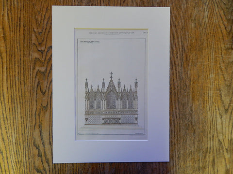 Reredos of Grace Church, New York, 1880, Hand Colored Original Plan
