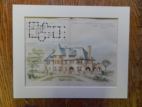 House, A.A. Buell, Burlington, VT, Marling & Burdett, 1890, Original Plan