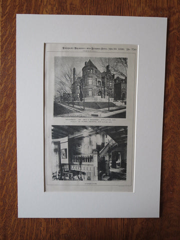 George D. Barnard Residence, St. Louis, MO, Tully & Clark, 1890, Lithograph