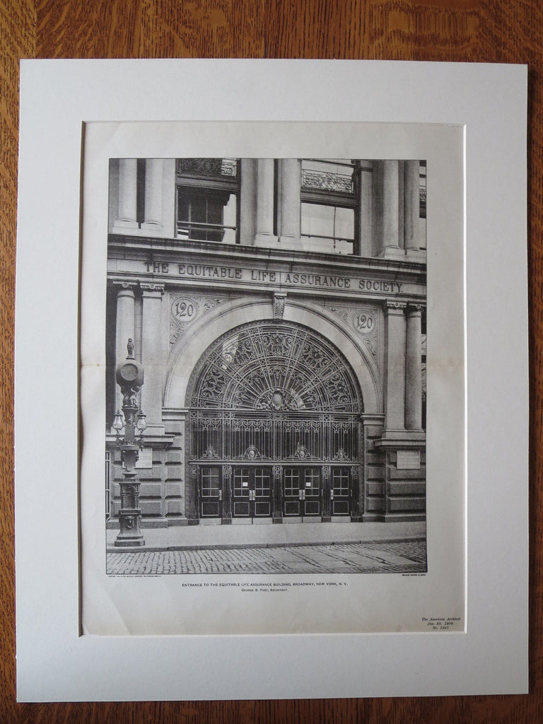 Equitable Life Assurance Building, Broadway, NY, George Post, 1902, lithograph