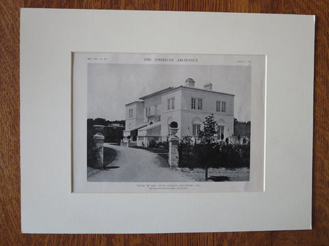 L. Gassner House, Exterior, Hillsboro, CA, S. Schnaittacher, 1921, Lithograph