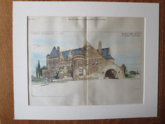 S.M. Nave House, St. Joseph, MO, 1890, Eckel & Mann, Original Plan Hand Colored