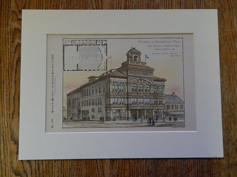 Theatre, Masonic Hall, Town Offices Building, Brockton, MA, 1884, Original Plan