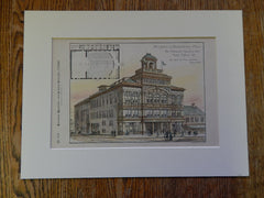 Theatre, Masonic Hall, Town Offices Building, Brockton, MA, 1884, Original Plan