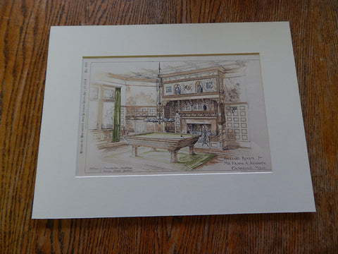 Billiard Room, Frank Kennedy, Cambridge, MA, W. E. Chamberlain, 1884. Original
