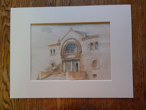 Temple Beth Zion, Buffalo, NY, E.A & W.W. Kent, Architects, 1890, Original Plan
