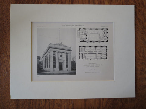 American Bank & Trust, New Haven, CT, Brown & Von Beren, 1918, Lithograph
