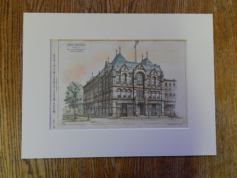 Orange Music Hall, Orange, NJ, 1880, Silliman & Farnsworth, Original Plan