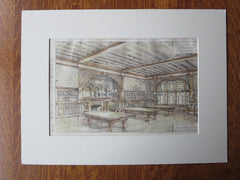 Billiard Hall, Interior, 1881, Original Plan. Carleton, Architect