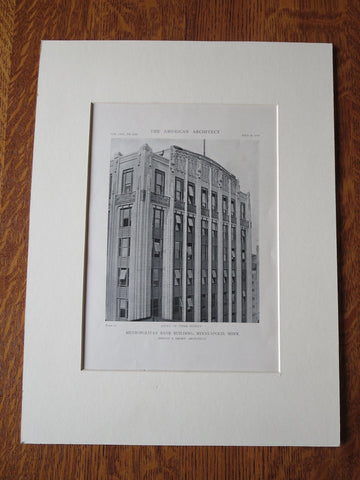 Metropolitan Bank Building, Minneapolis, MN, Hewitt & Brown, 1918, Lithograph