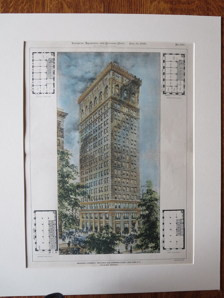 Broadway Chambers, New York, 1900, Cass Gilbert, Original Plan Hand Co